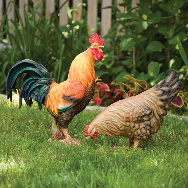 Bits and Pieces - Life Sized Decorative Chicken Statue-Farm Animal Collectable Polyresin Garden Sculpture - Figurine Stands 17" Tall - Image 2